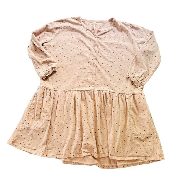 Rylee + Cru Dress Babydoll Tan Star Motif Size Small Casual Maternity Cotton - Picture 1 of 9